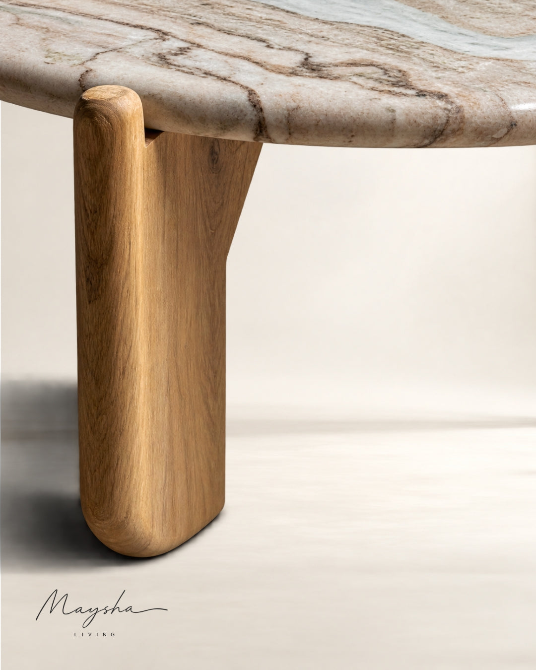 Valquen Solid Wood & Marble Top Coffee Table