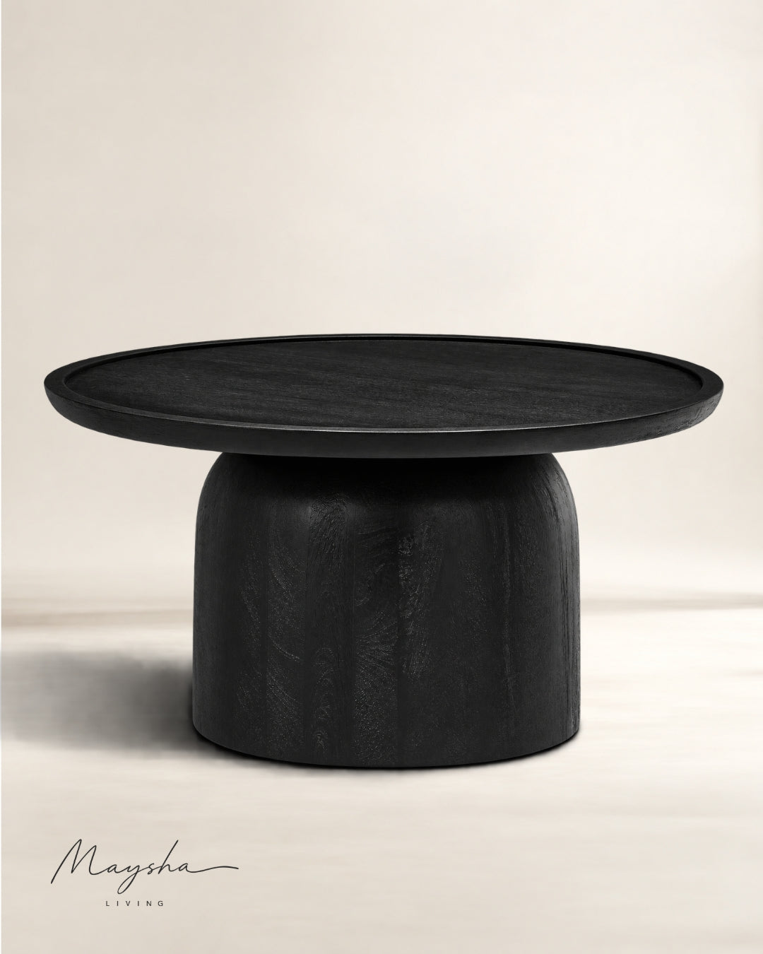 Kaelor Solid Wood Drum Coffee Table