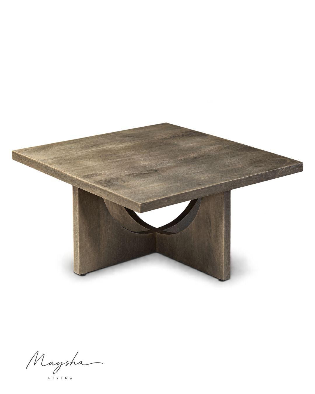 Tavrenox Solid Wood Square Coffee Table with Sculptural Arch Base