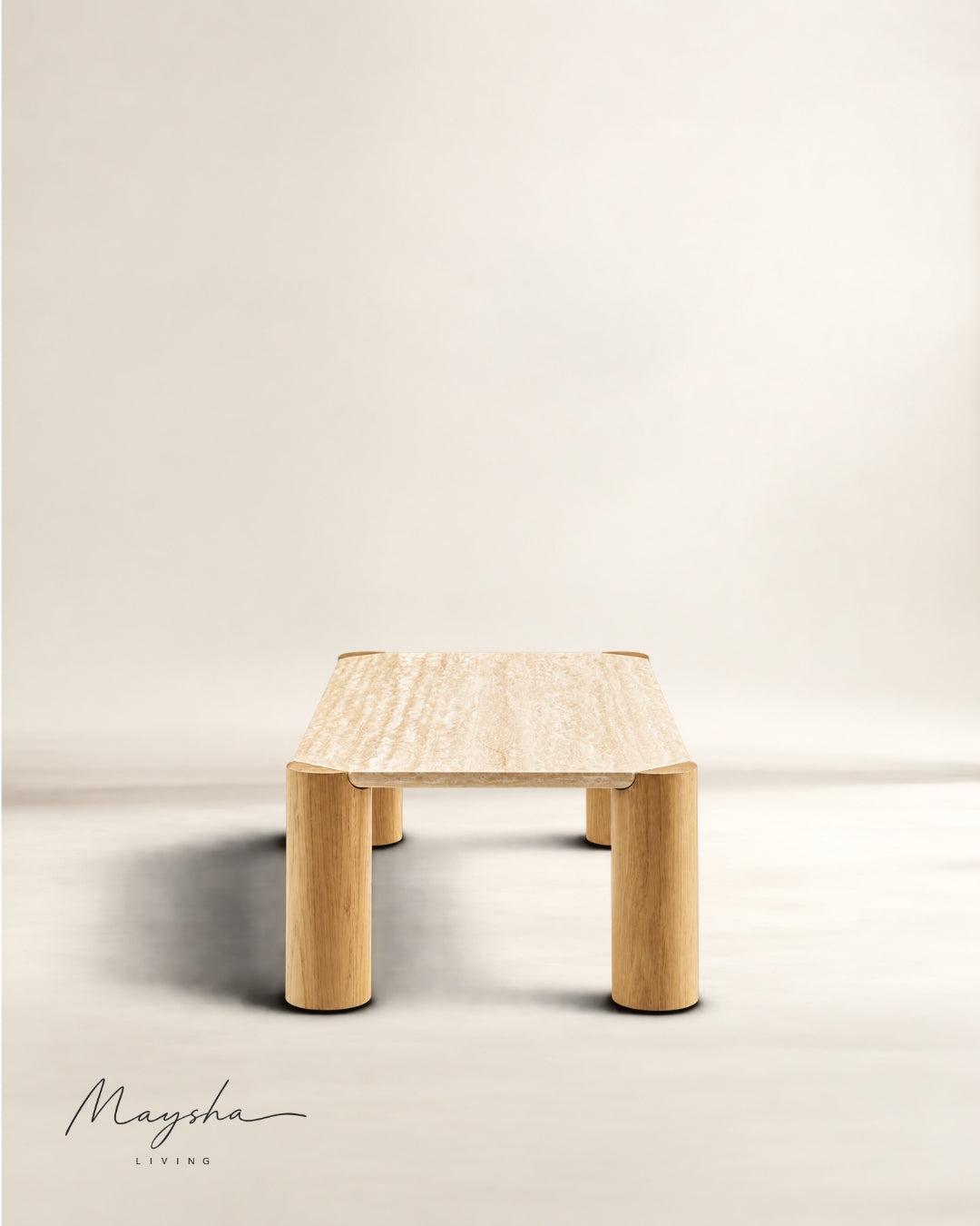 MERIQUE Premium Travertine Stone Coffee Table