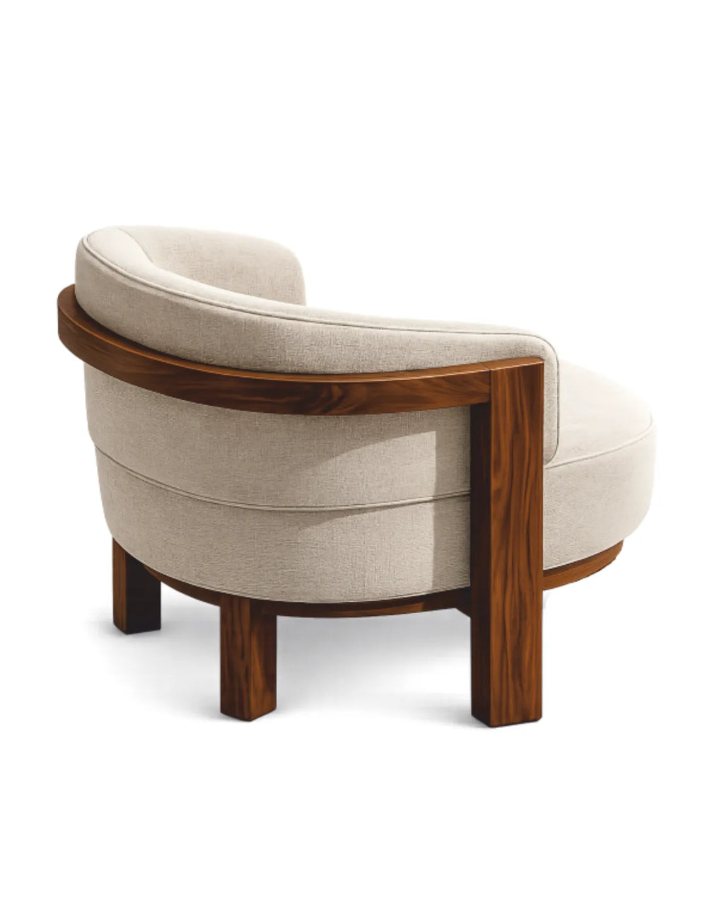 Bellarvo Velvet Accent Lounge Chair in Solid Teak Wood