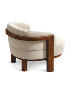 Bellarvo Velvet Accent Lounge Chair in Solid Teak Wood