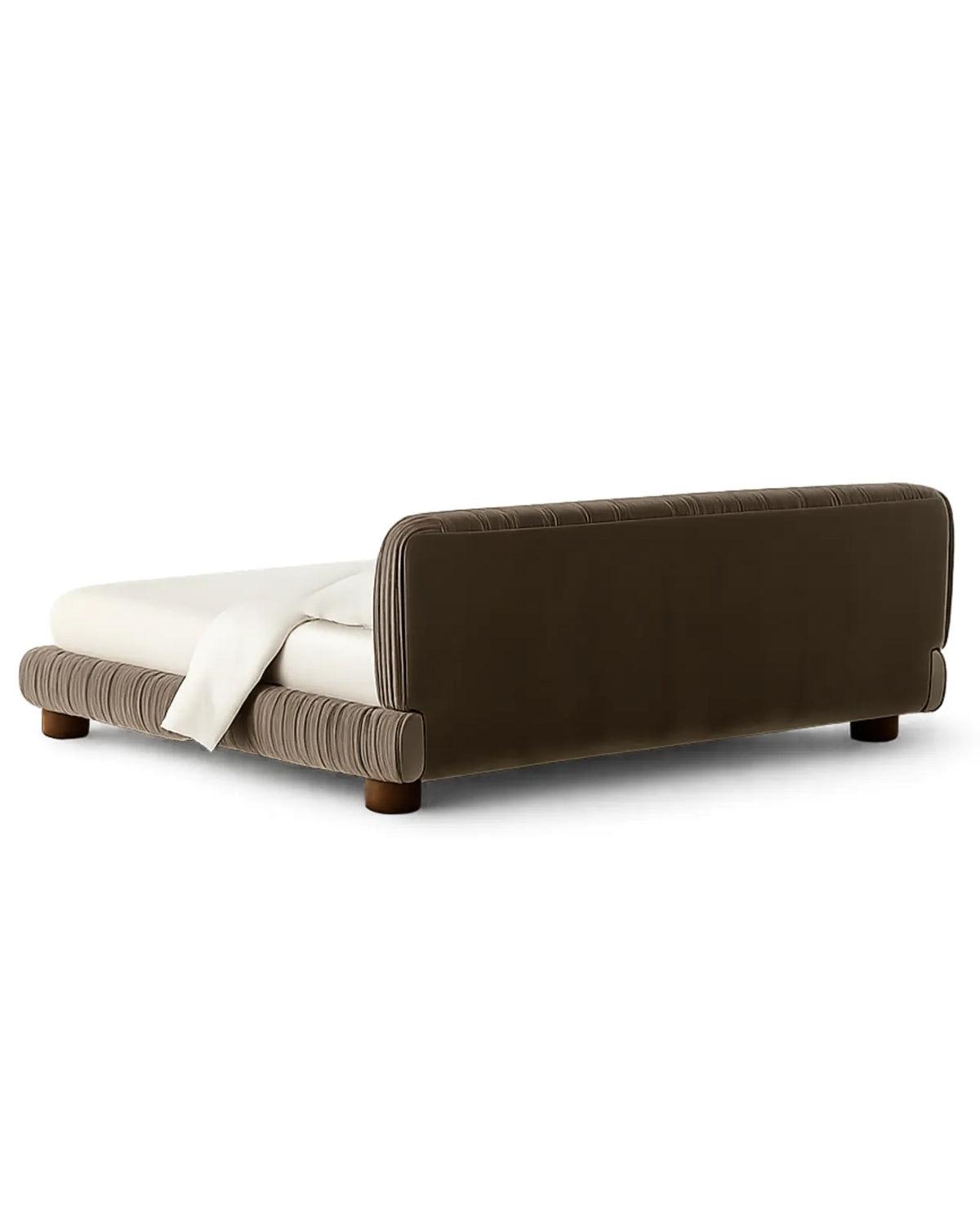 Striova Charcoal Velvet Low-Profile Bed