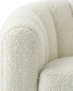 Veloura Alabaster Channel-Tufted Bouclé Swivel Accent Chair