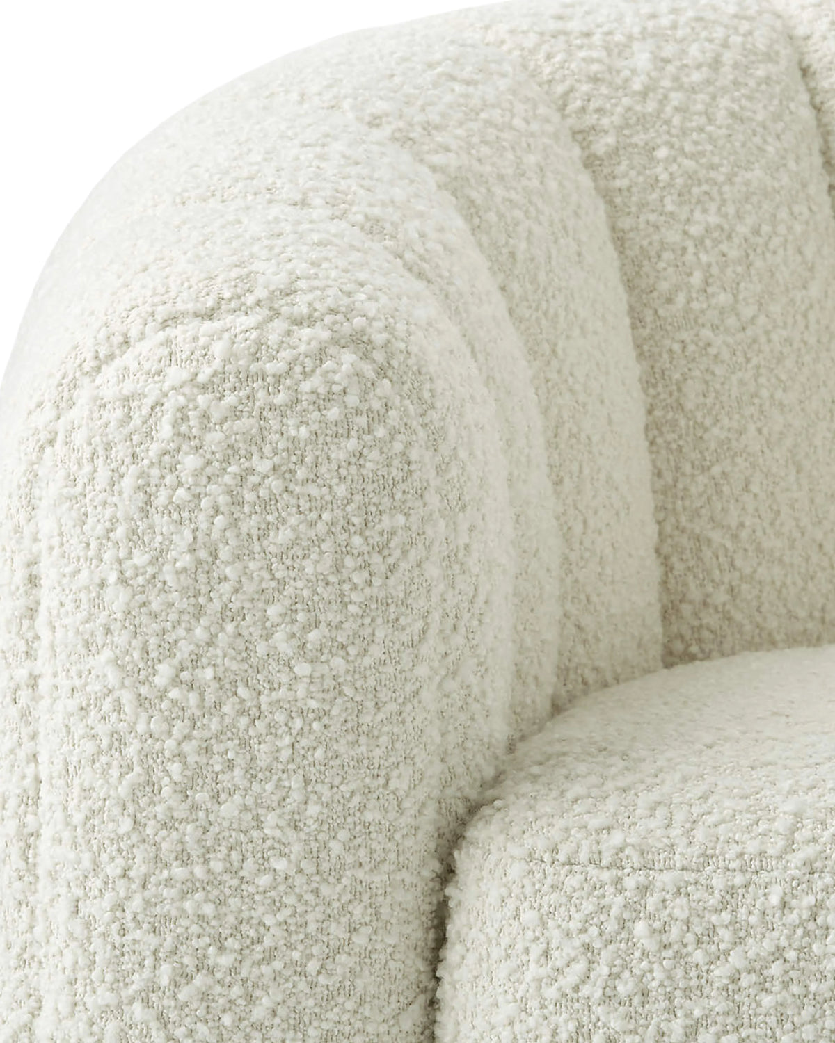 Veloura Alabaster Channel-Tufted Bouclé Swivel Accent Chair