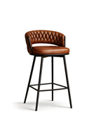Merivo Contemporary Tan Leatherette Bar Chair with Stainless Steel Base