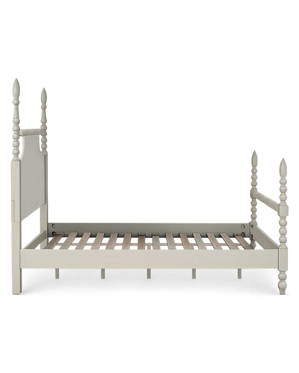 Aldoren Linen Ivory Solid Wood Spindle Poster Bed