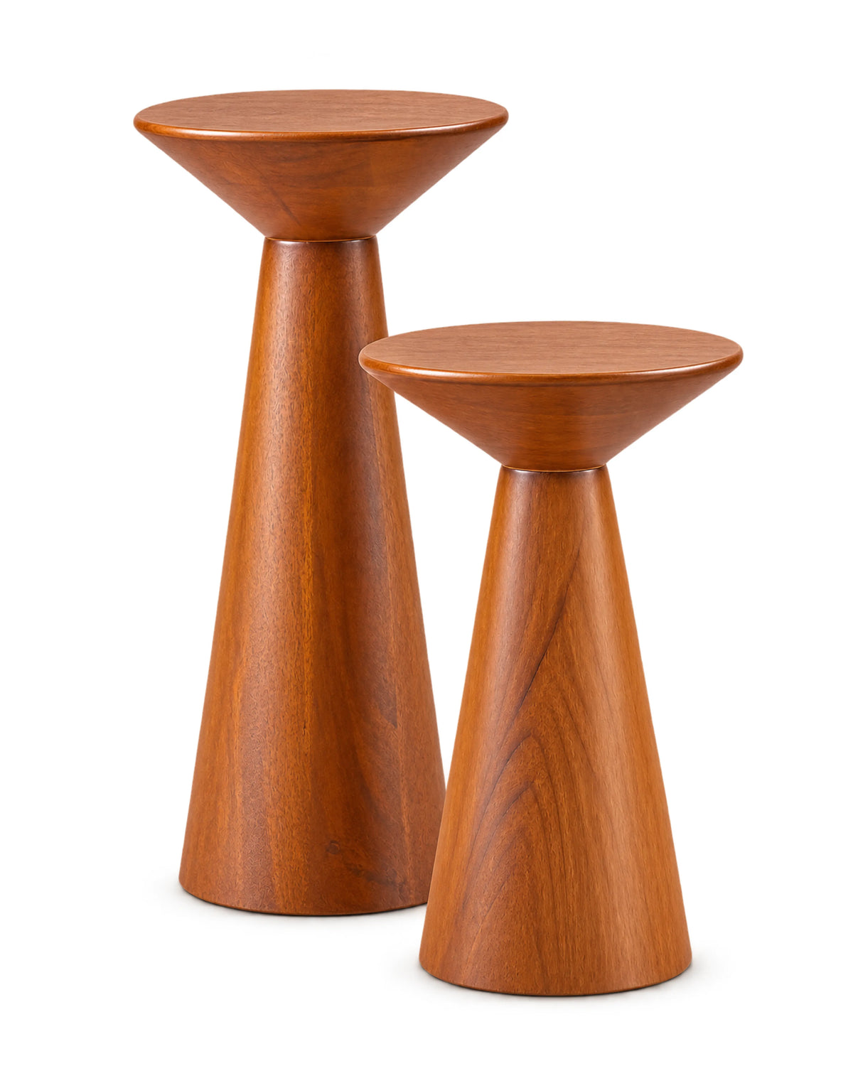 Solenna Honey Walnut Solid Wood Pedestal Side Table