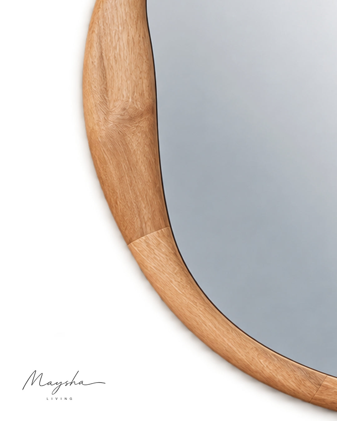 AMBERLYN Organic Round Solid Mango Wood Wall Mirror