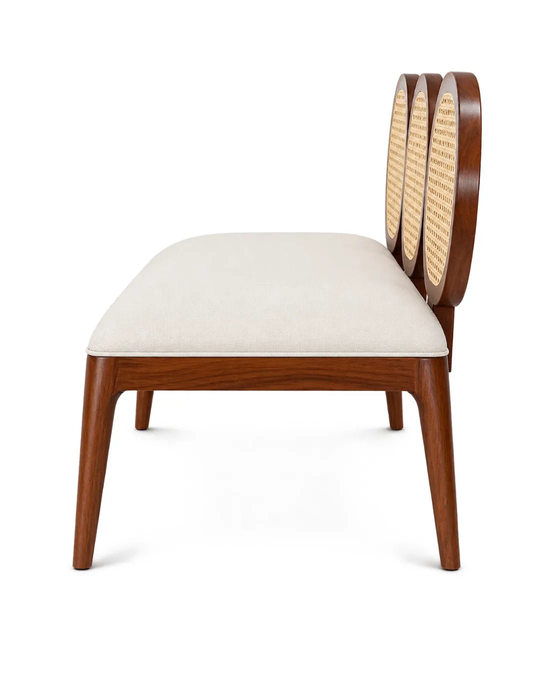 Averlo Triple Natural Cane Backrest Bench in Solid Teakwood