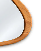 Lunetta Organic-Shaped Pebble Wall Mirror with Sculpted Wood Frame