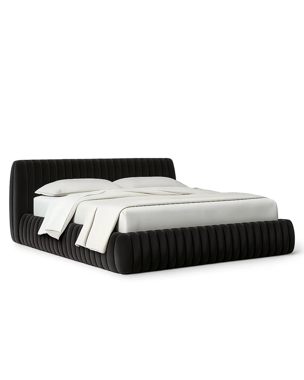Rovique Forest Velvet Channel-Tufted Performance Fabric Bed