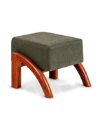 Velnaro Upholstered Solid Teakwood Accent Olive Stool