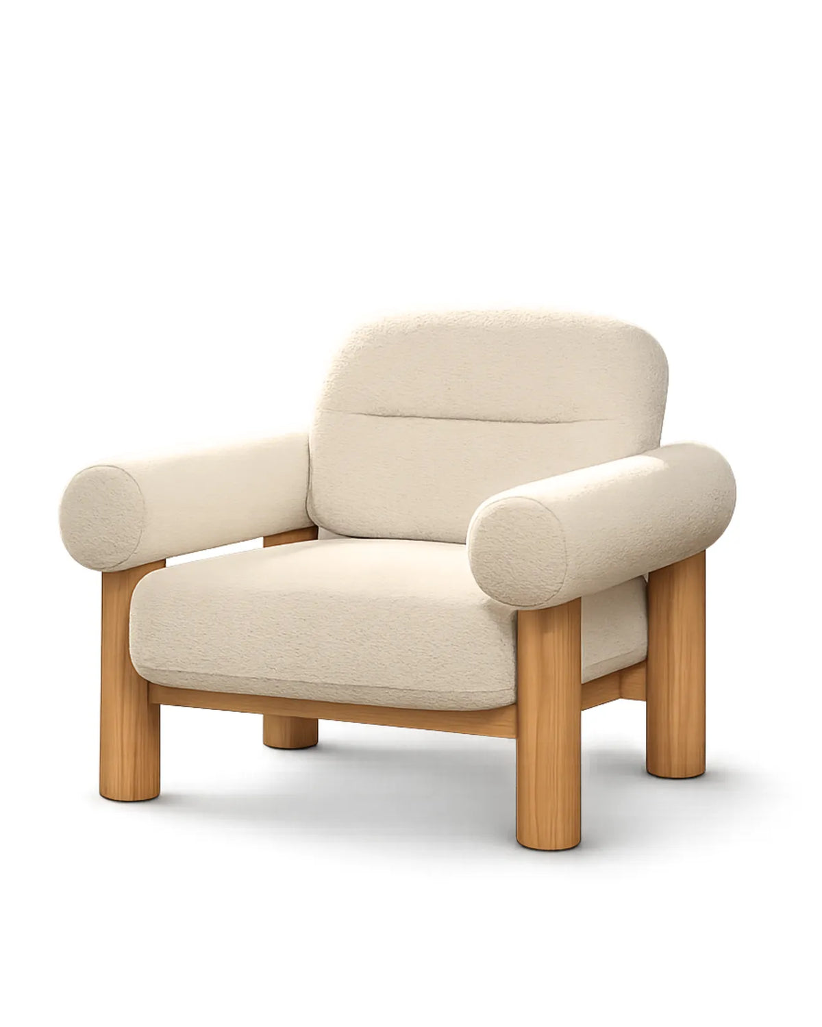 Viresto Ivory Lounge Chair Oak Wood