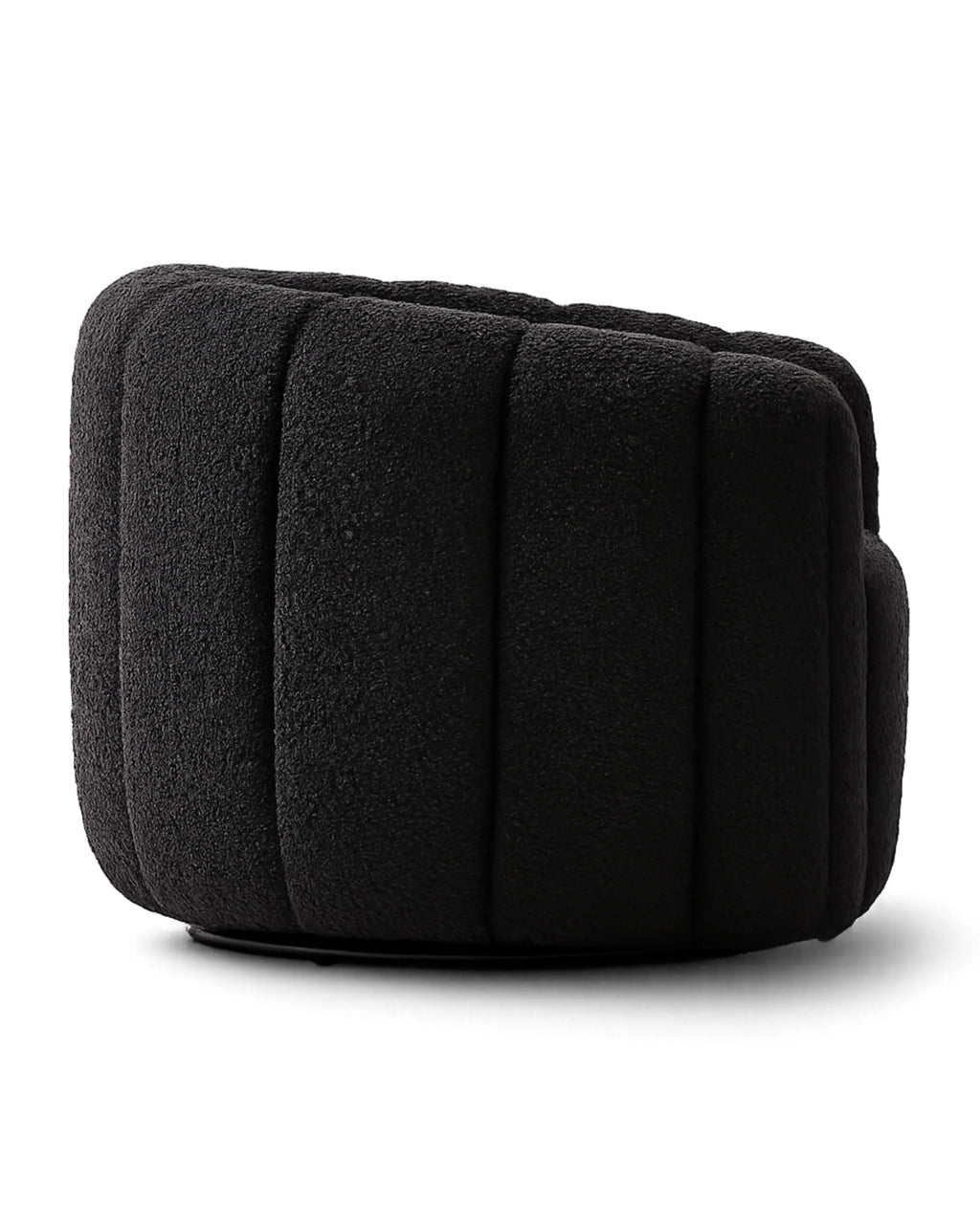 Veloura Obsidian Channel-Tufted Bouclé Swivel Accent Chair