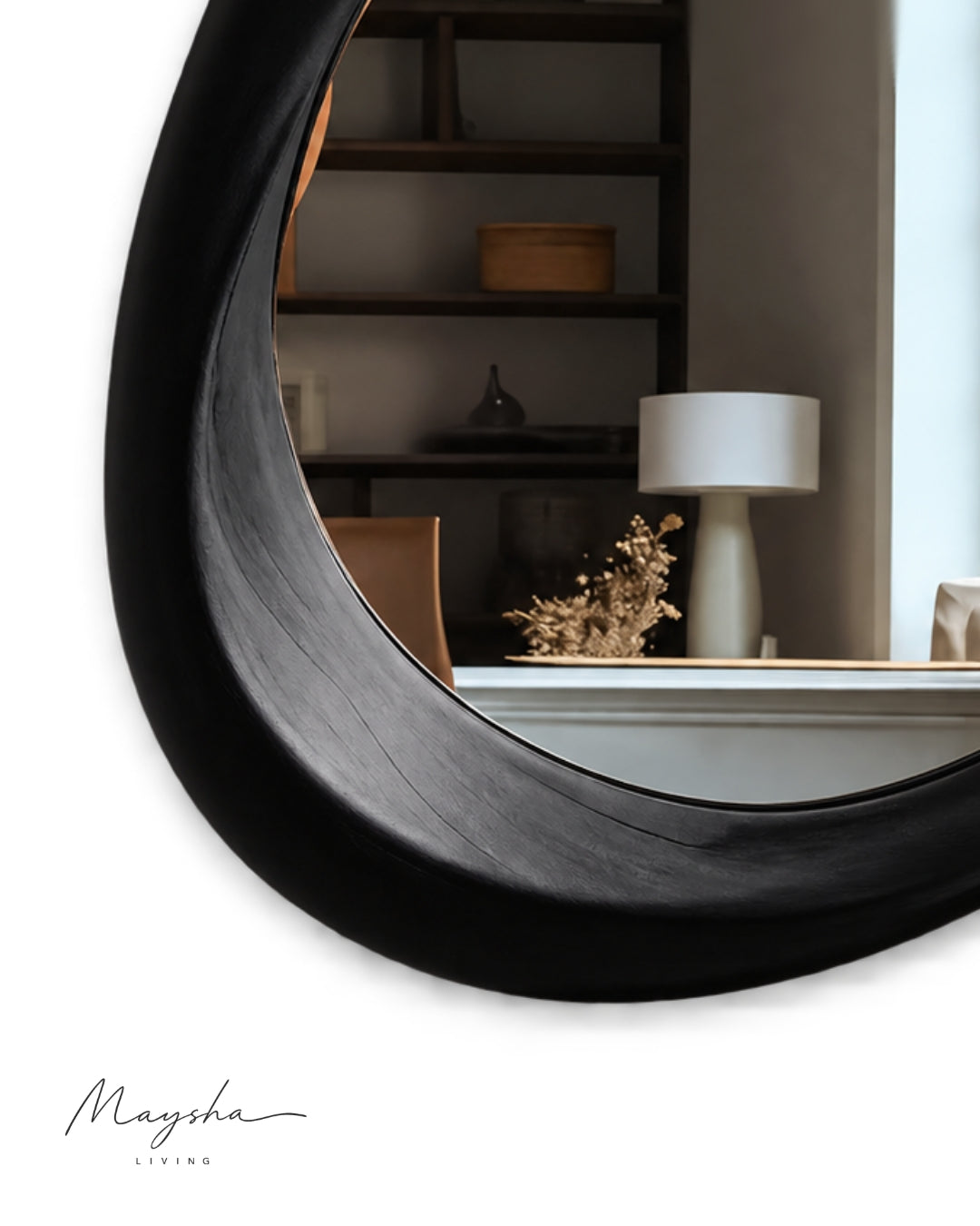 SERENVALE Organic Rounded Solid Wood Wall Mirror