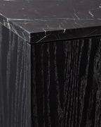 Velcero Black Oak Media Console with Natural Marble Top
