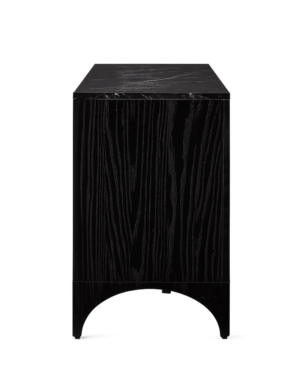 Velcero Black Oak Media Console with Natural Marble Top
