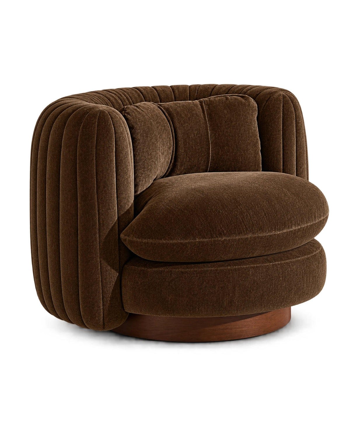 VORIXA Swivel Linen Chenille Umber Lounge Chair