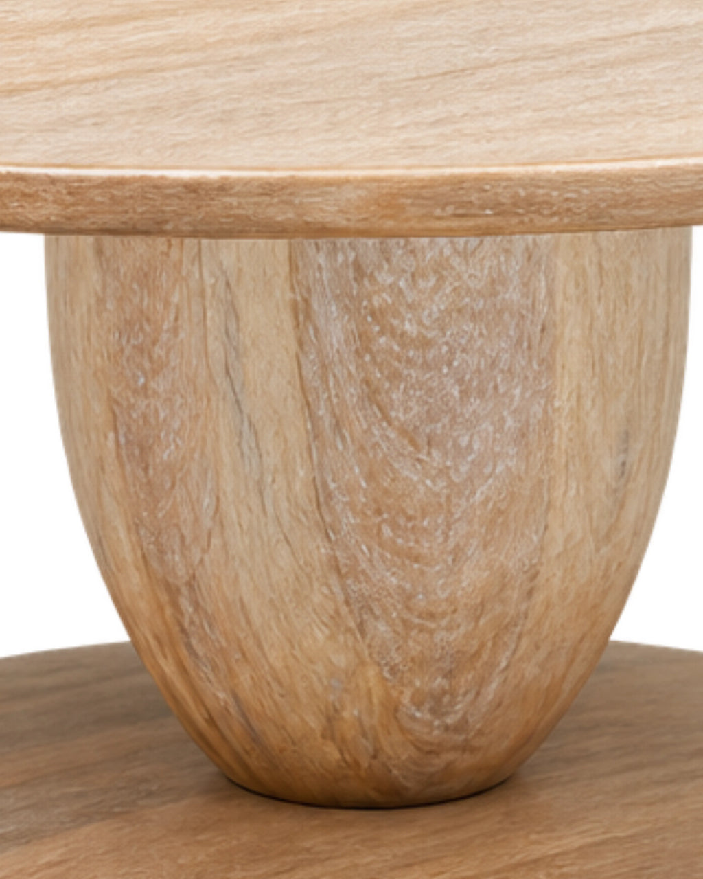 Caliora Solid Wood Round Coffee Table in Cerused White