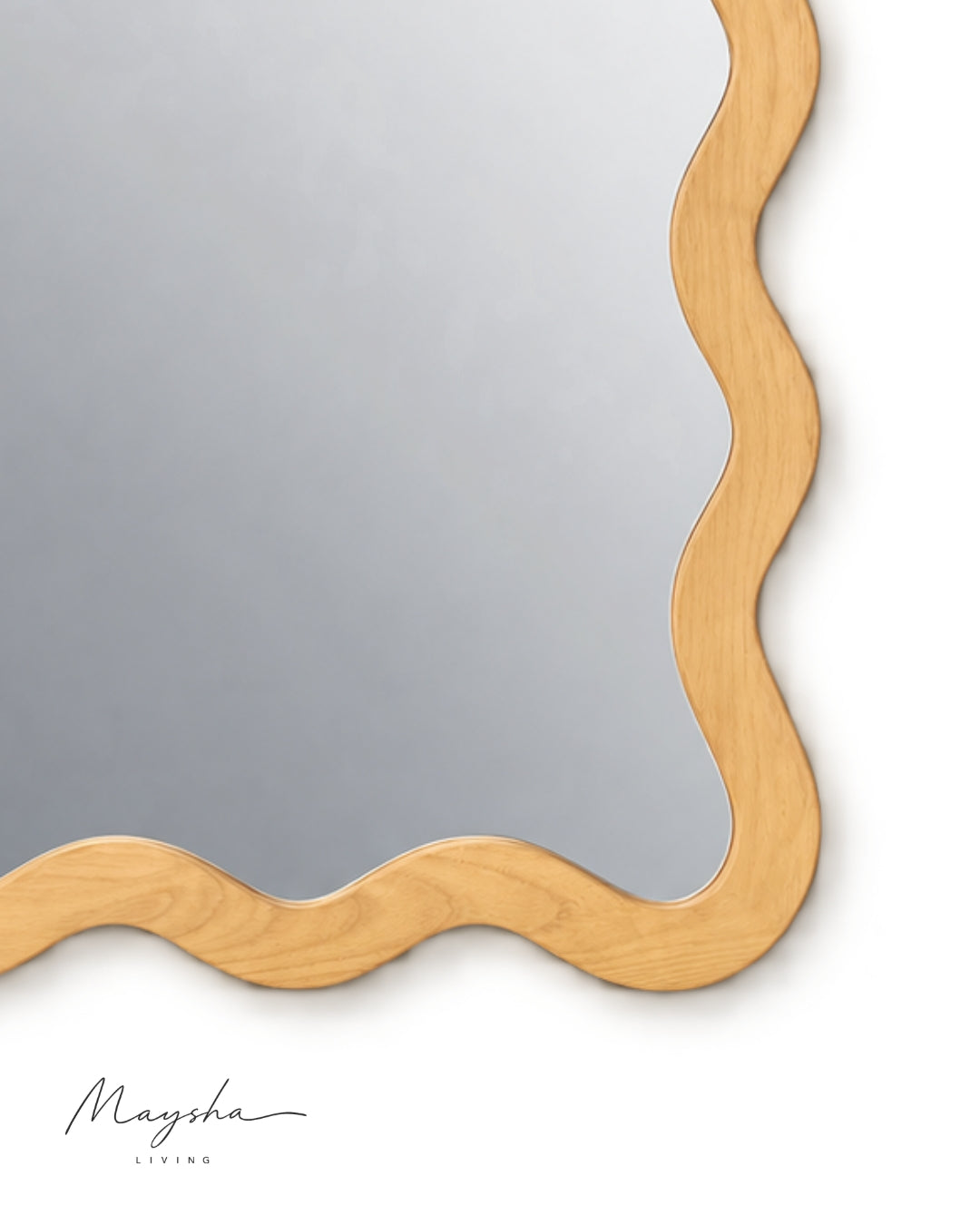 RIPPELLE Wavy Mango Wood Rectangular Wall Mirror