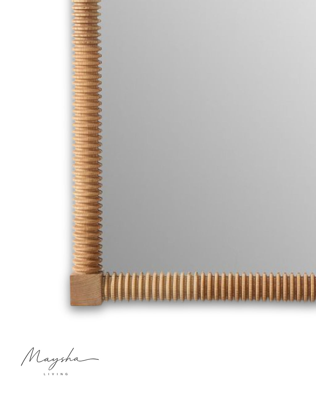 CORAVELLE Ribbed Ash Wood Rectangular Wall Mirror
