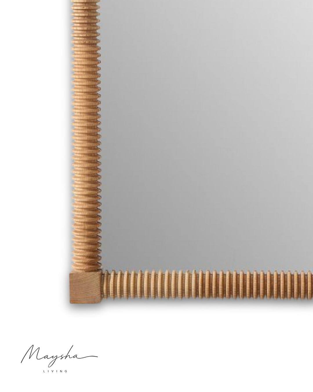 CORAVELLE Ribbed Ash Wood Rectangular Wall Mirror