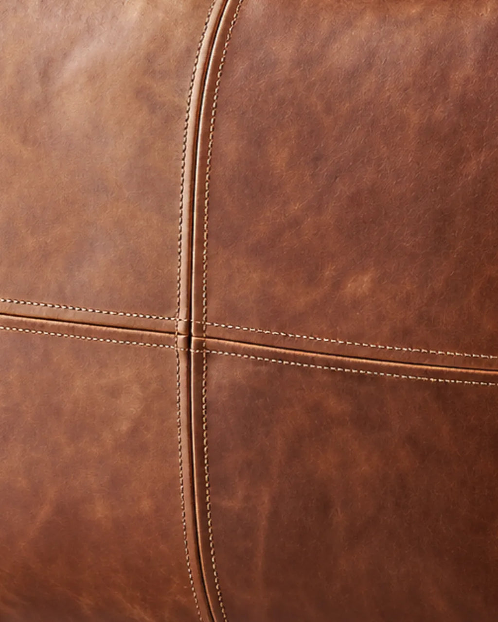Duresto Hand-Stitched Top-Grain Leather Cube Pouf