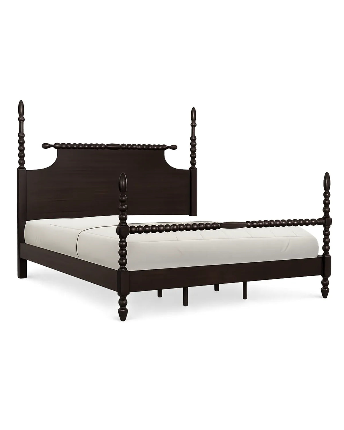 Aldoren Espresso Walnut Solid Wood Spindle Poster Bed