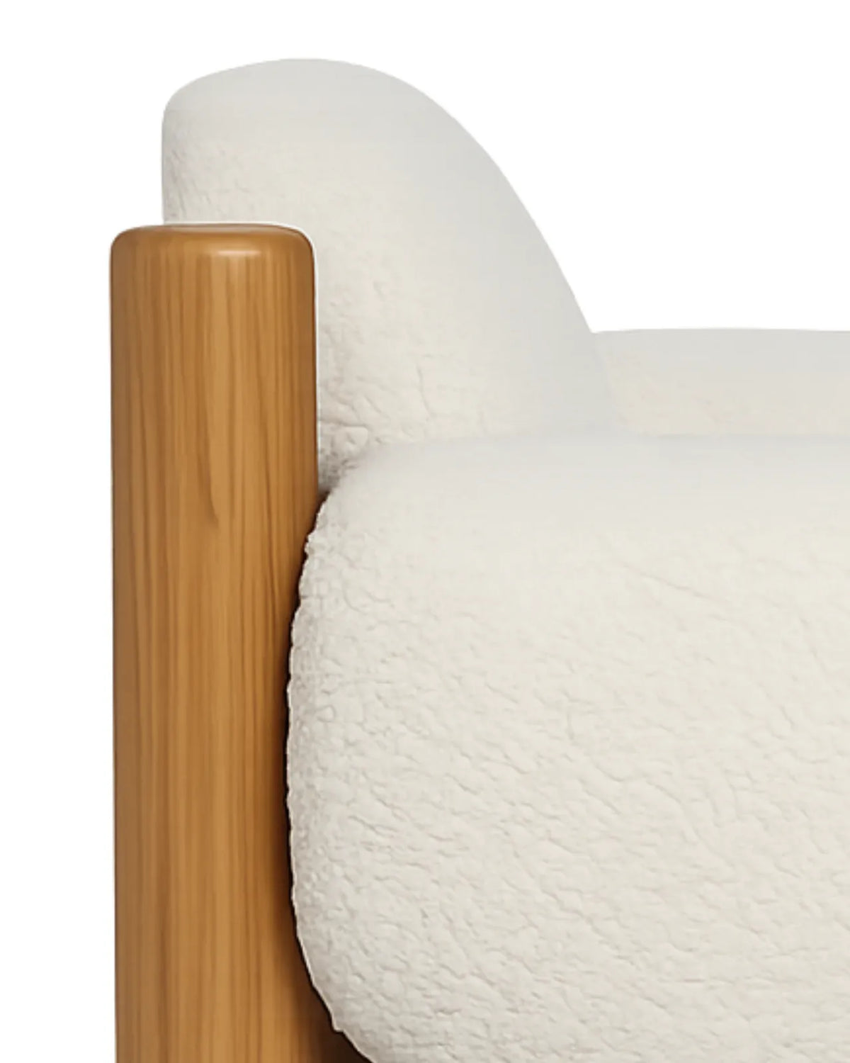 Caelora Faux Shearling Accent Chair in Solid Ash Wood