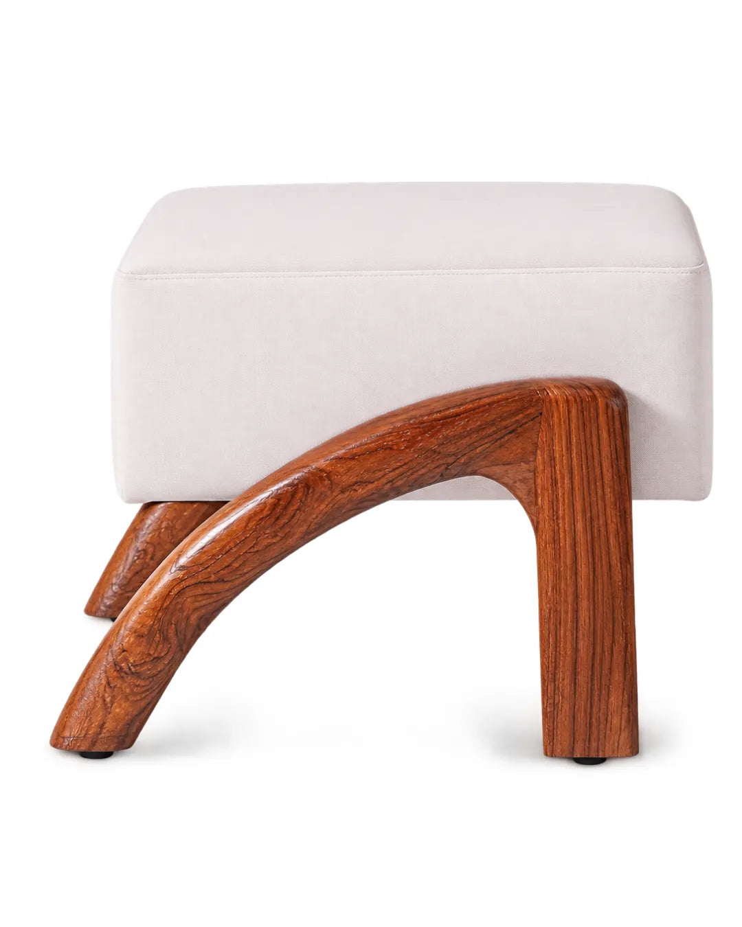 Velnaro Upholstered Solid Teakwood Accent Linen Stool