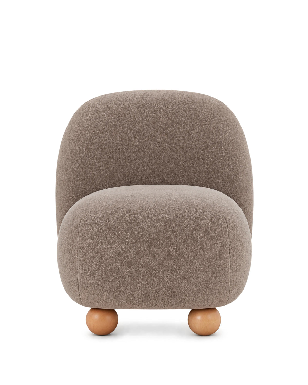 Ovrique Bouclé Lounge Chair with Solid Wood Base
