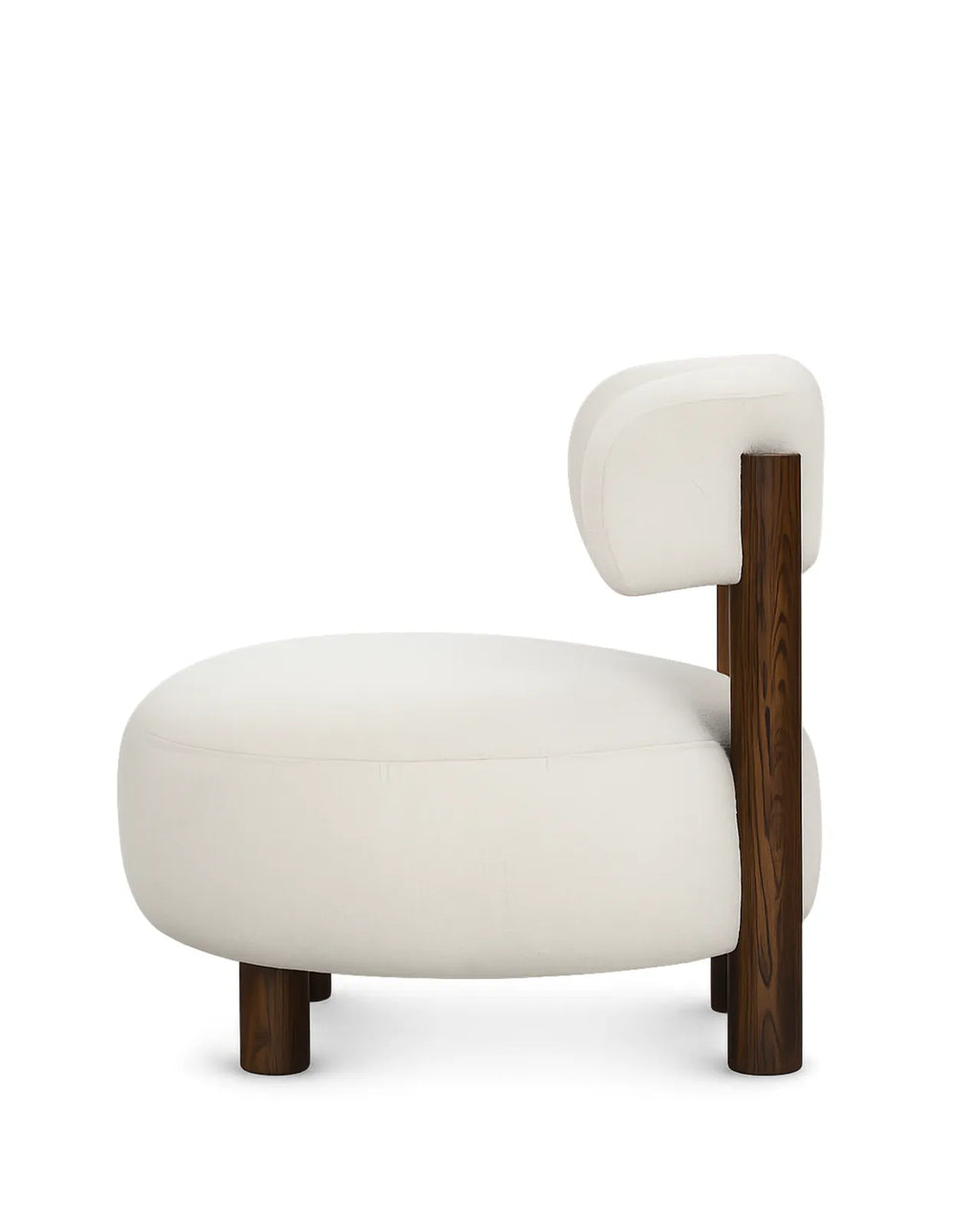 Selvora Walnut Bouclé Accent Lounge Chair Oak Wood