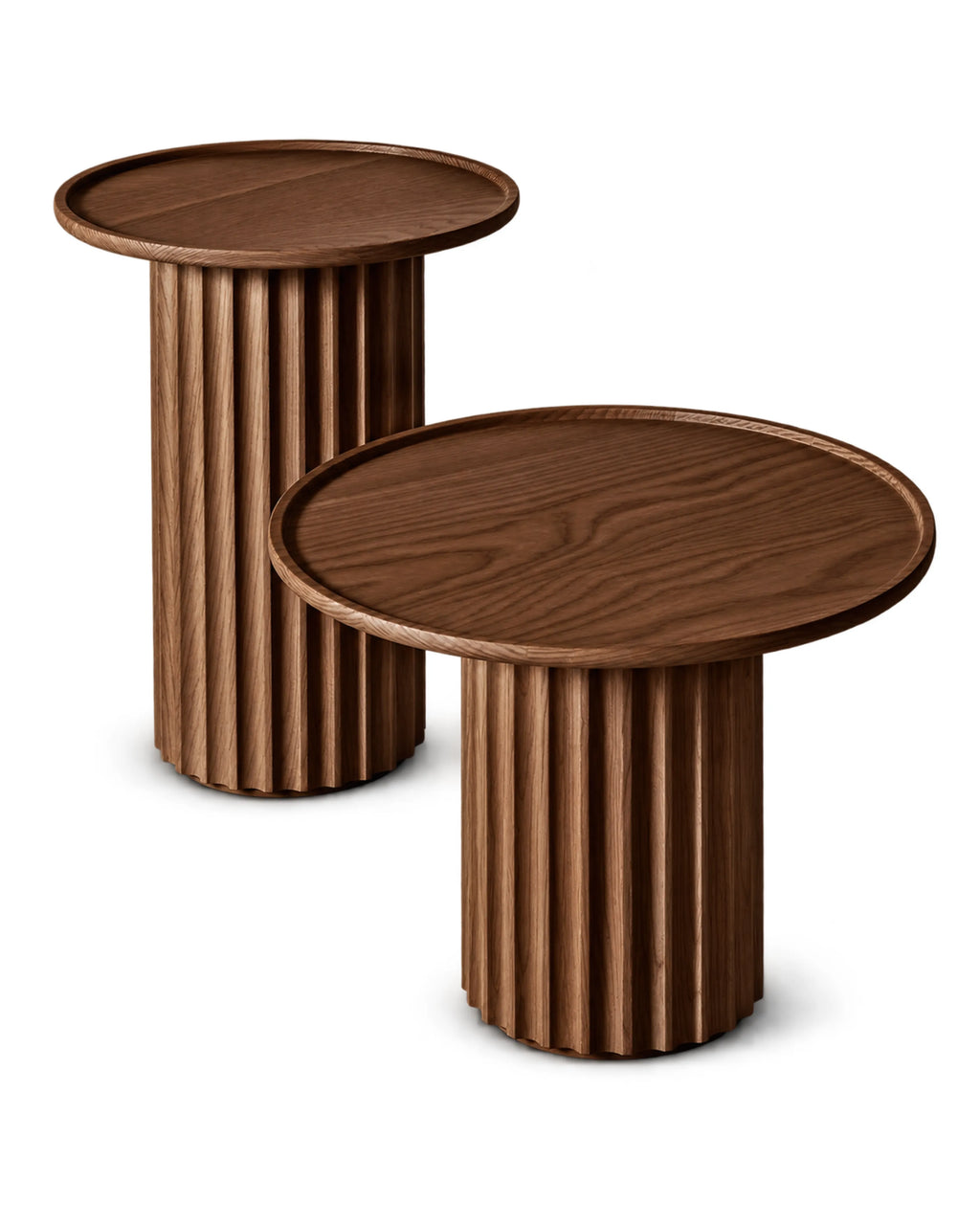 Veltris Walnut Brown Fluted Round Table