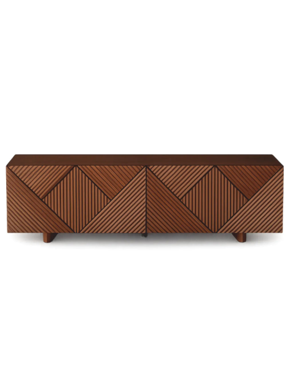 Dravique Geometric Textured TV Cabinet with Solid Wood Base