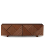 Dravique Geometric Textured TV Cabinet with Solid Wood Base
