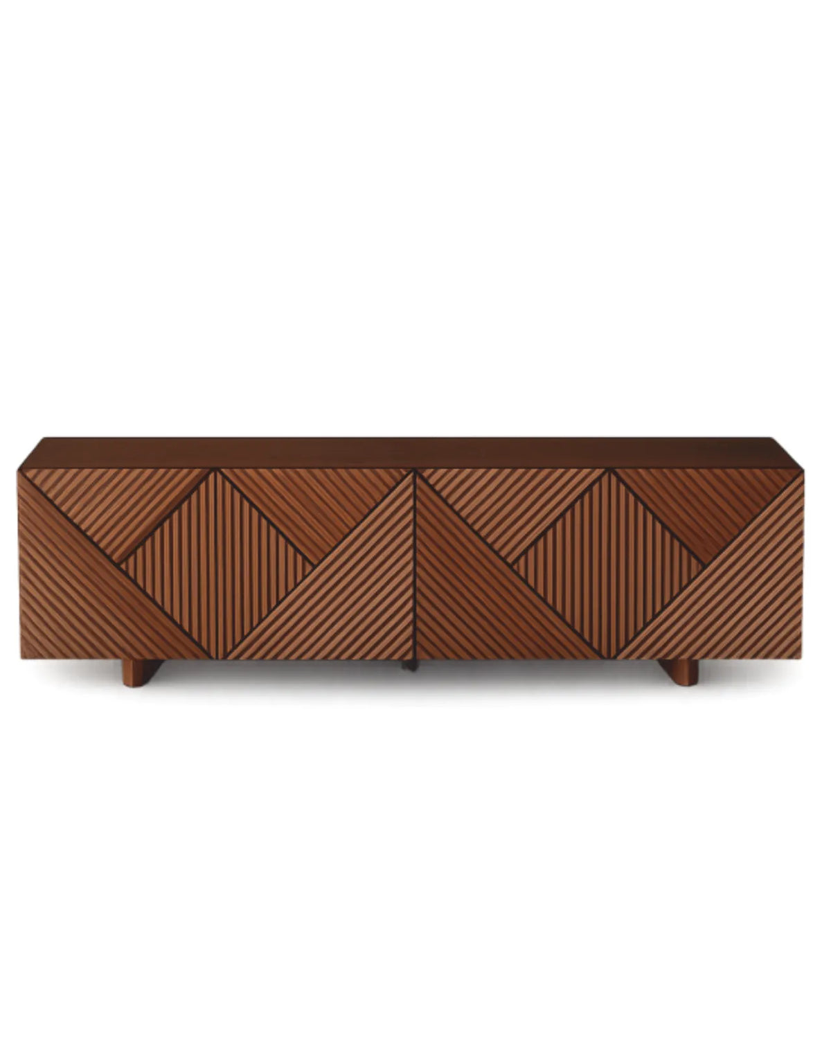 Dravique Geometric Textured TV Cabinet with Solid Wood Base