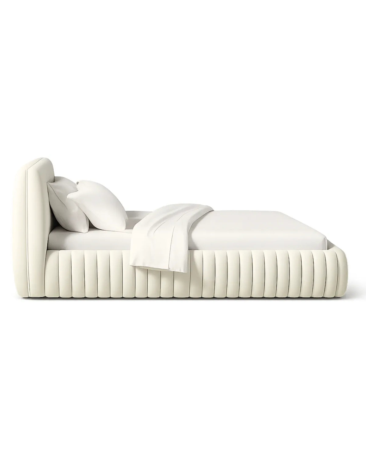 Rovique Chalk Velvet Channel-Tufted Performance Fabric Bed