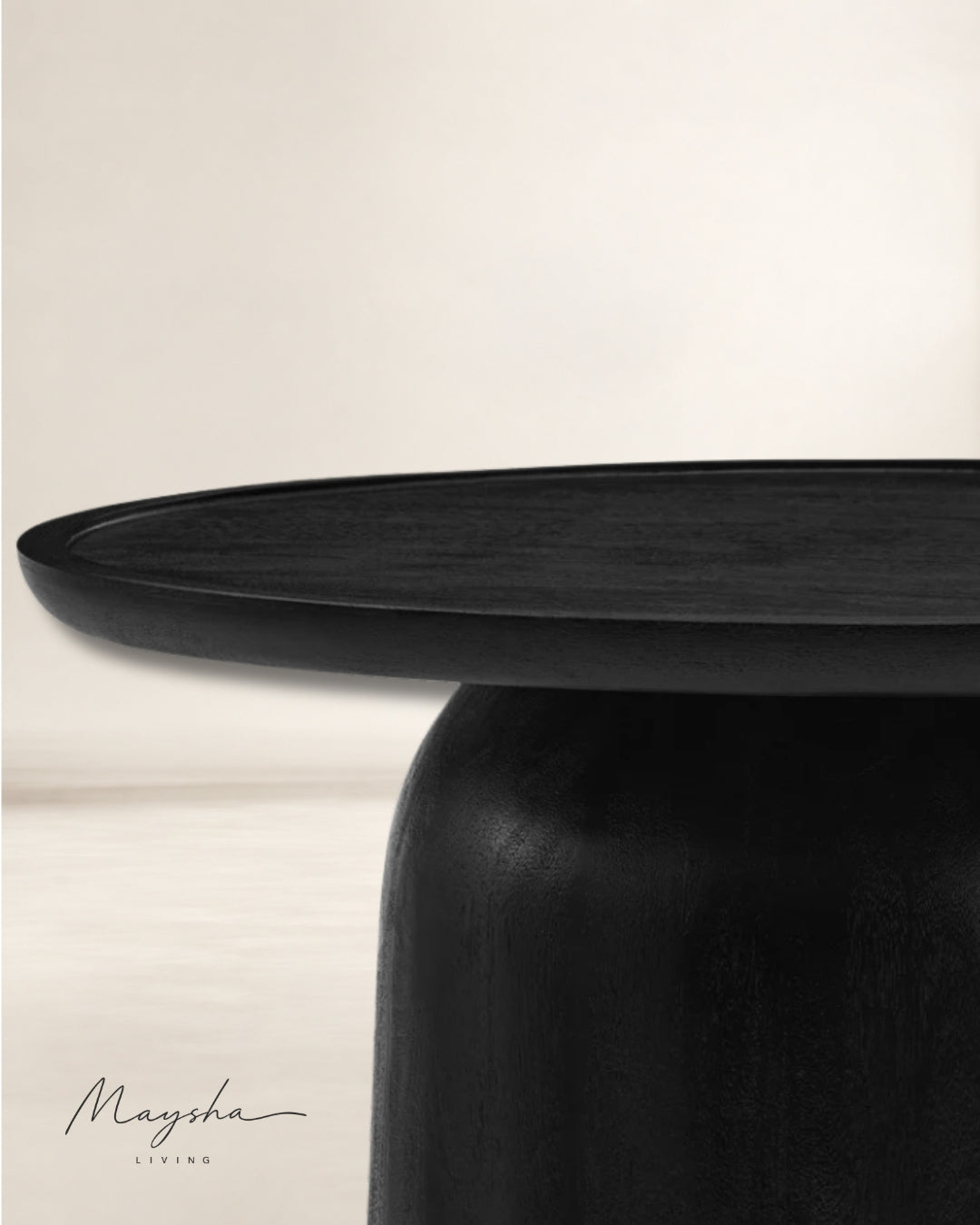 Kaelor Solid Wood Drum Coffee Table