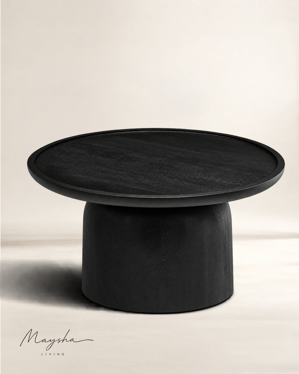 Kaelor Solid Wood Drum Coffee Table