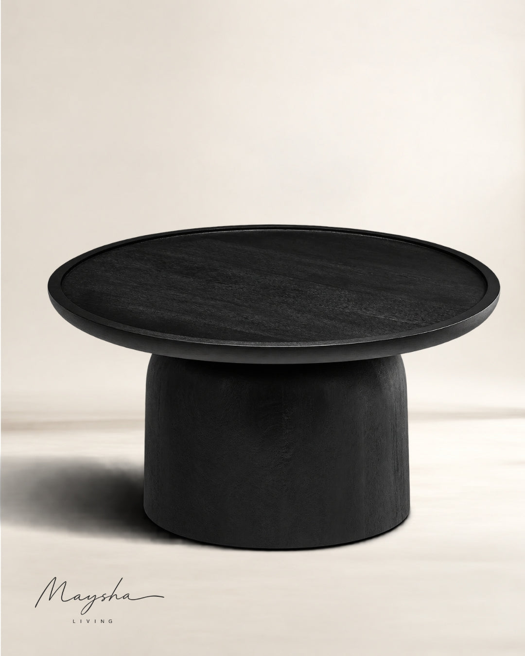 Kaelor Solid Wood Drum Coffee Table