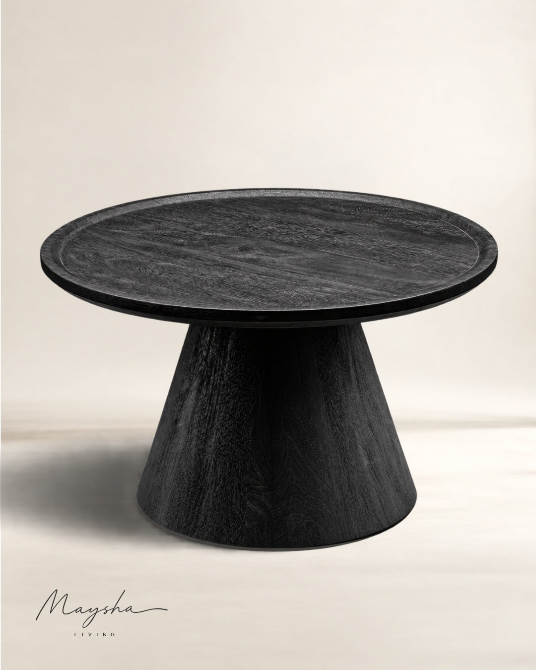 Veylona Solid Wood Pedestal Round Coffee Table