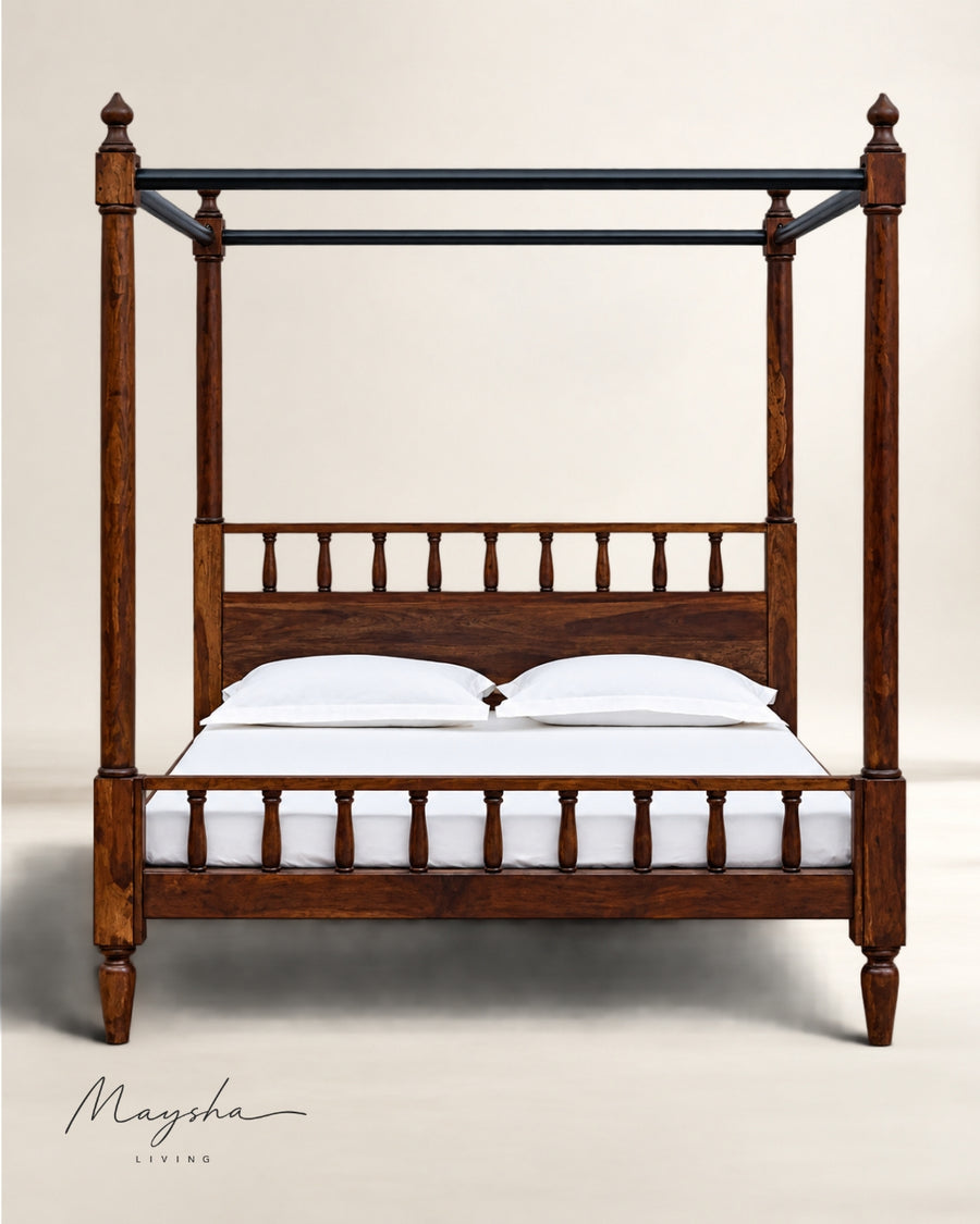 VALDREN Solid Wood Four-Poster Bed