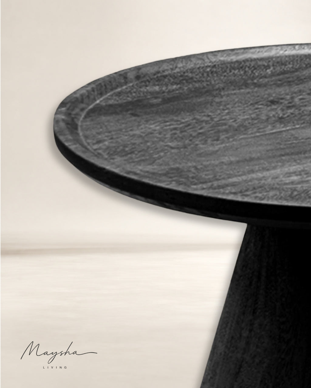 Veylona Solid Wood Pedestal Round Coffee Table