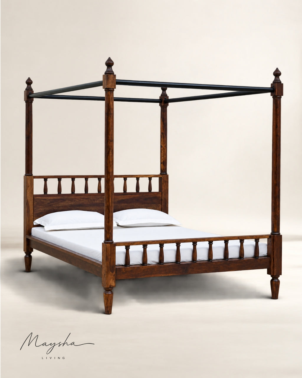 VALDREN Solid Wood Four-Poster Bed