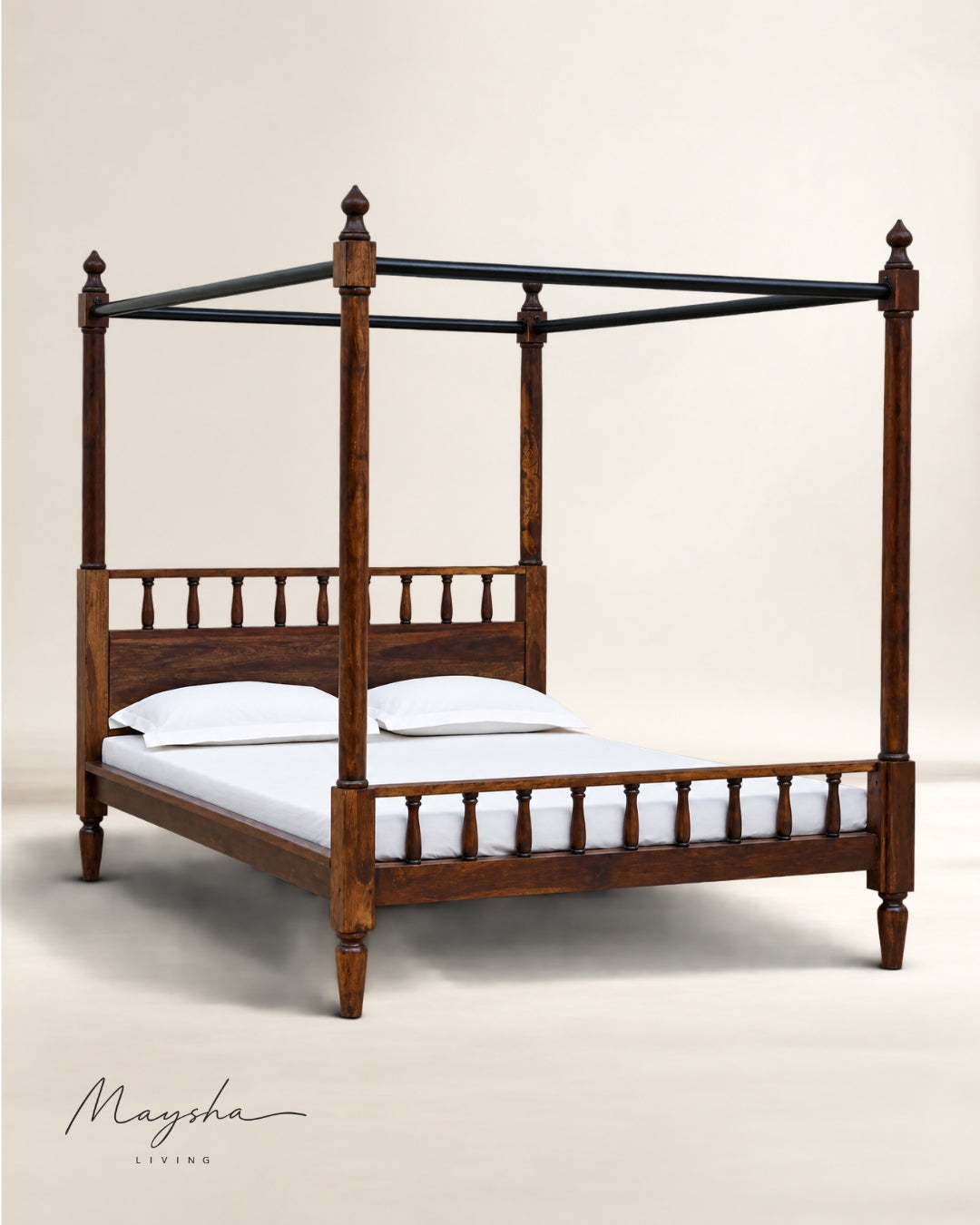 VALDREN Solid Wood Four-Poster Bed