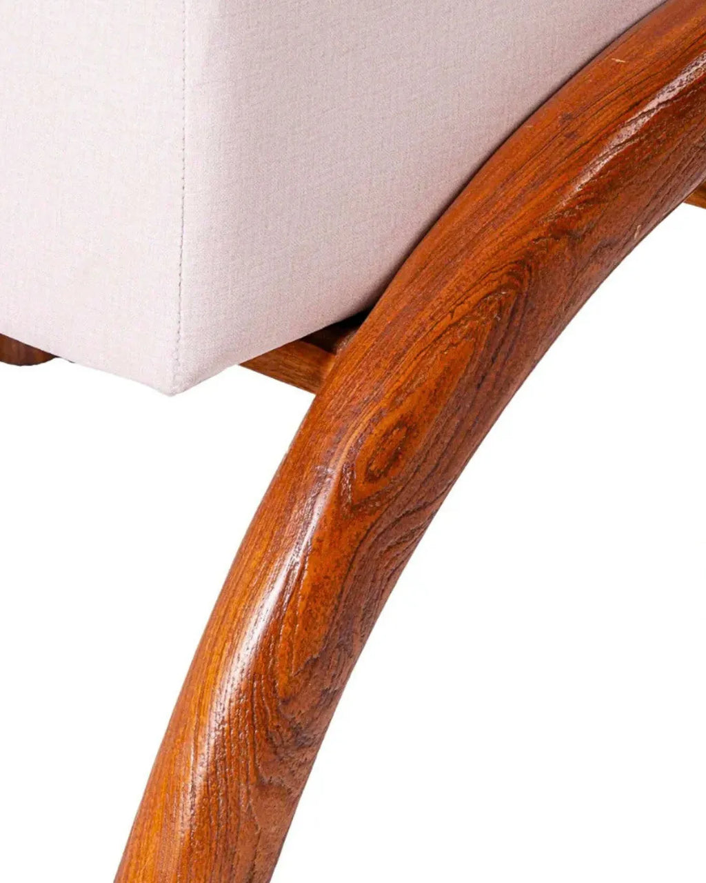 Velnaro Upholstered Solid Teakwood Accent Linen Stool