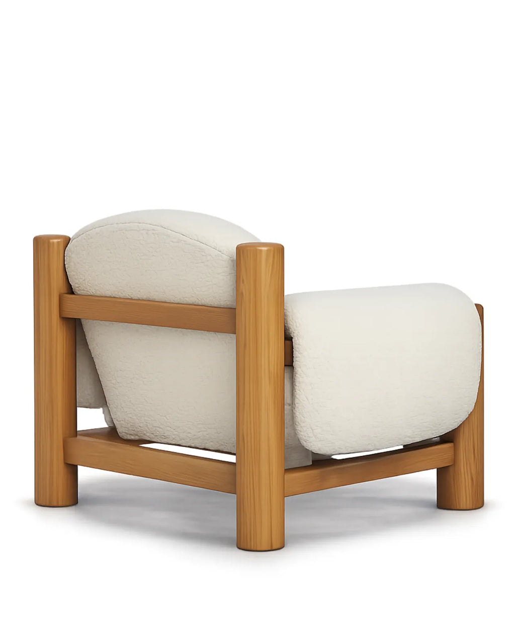 Caelora Faux Shearling Accent Chair in Solid Ash Wood