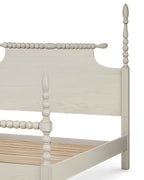 Aldoren Linen Ivory Solid Wood Spindle Poster Bed