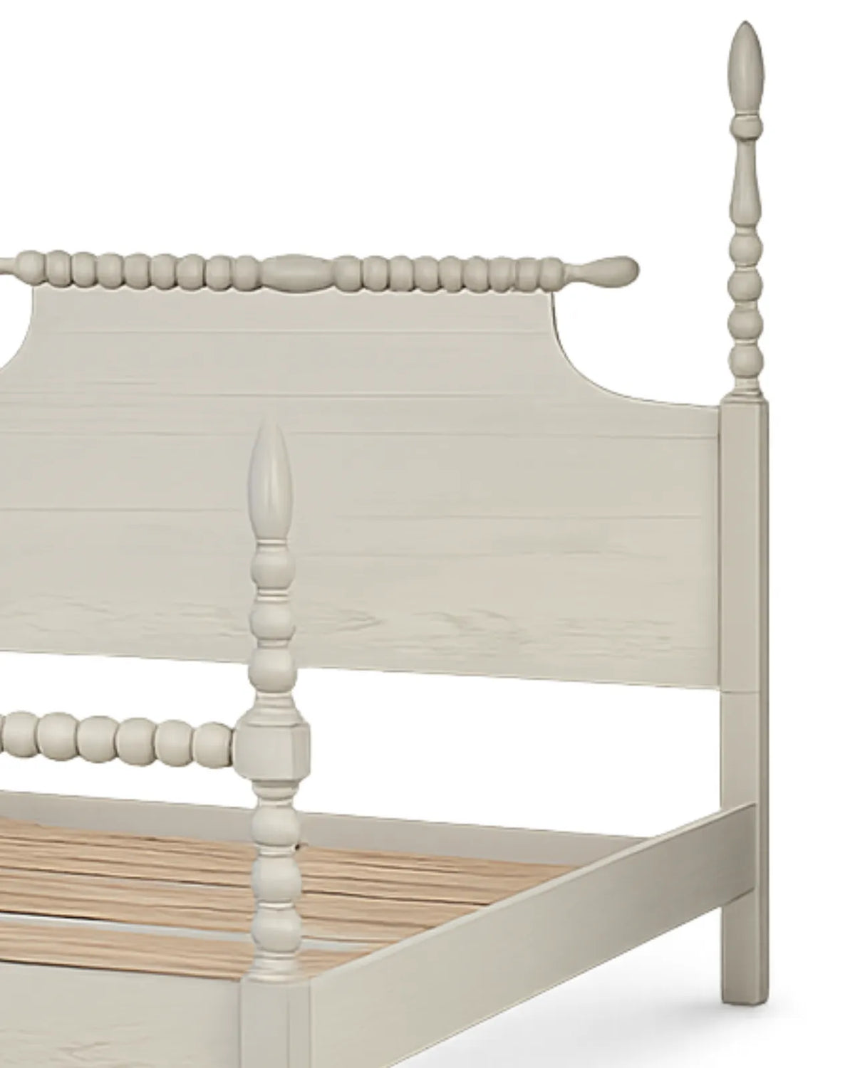 Aldoren Linen Ivory Solid Wood Spindle Poster Bed